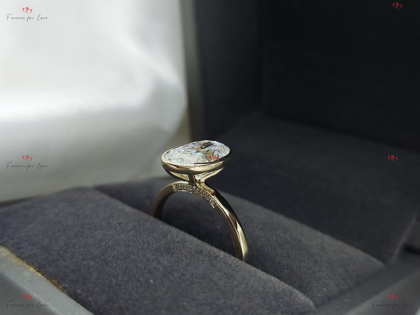 4 Ct Oval Diamond, Moissanite Solitaire Engagement Ring Oval cut 1Ct Moissanite Brilliant Cut engagement ring in 935 Argentium Silver — custom handcrafted by Forever For Love