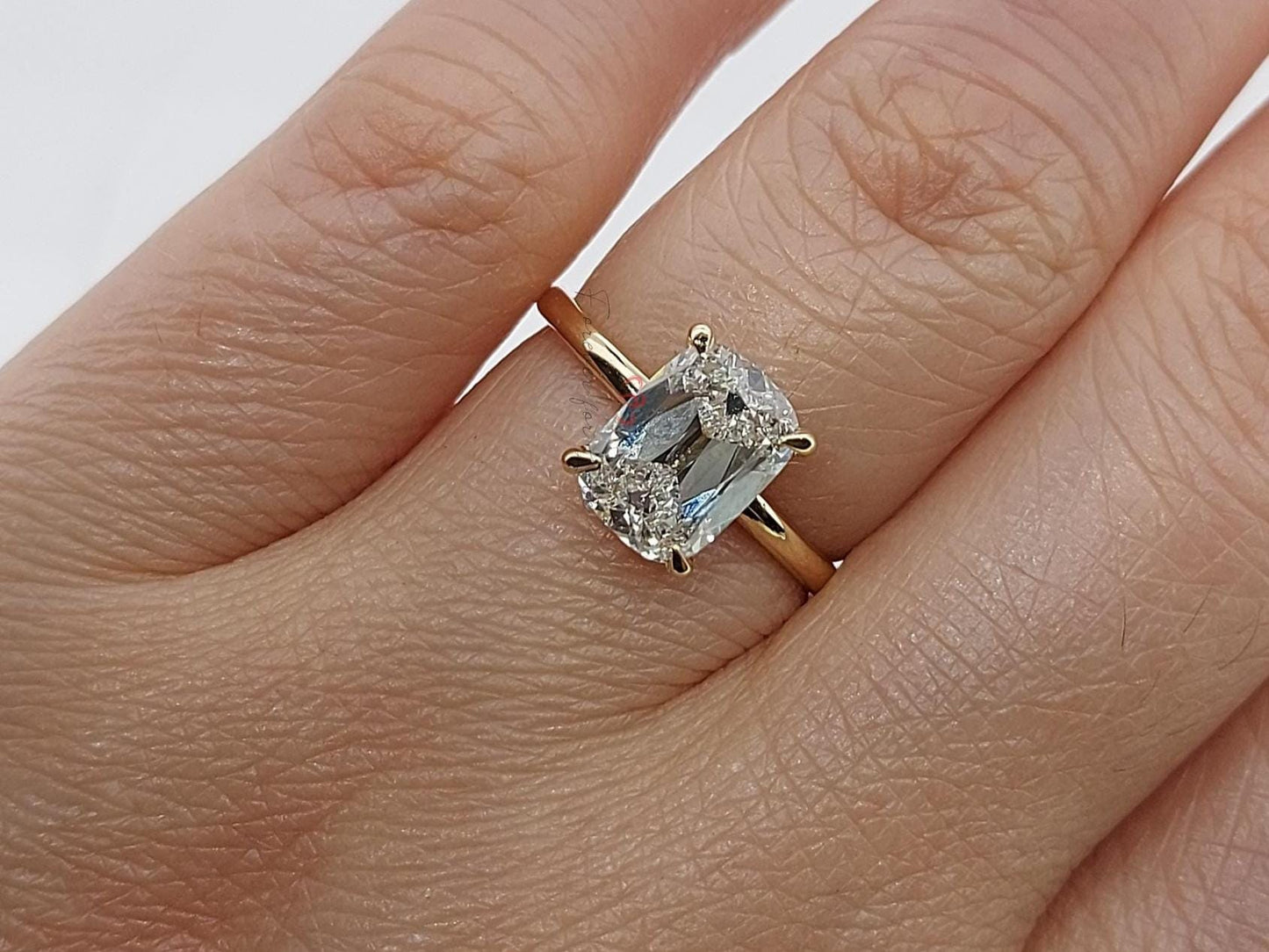 4 Ct IGI Certified Old Mine Lab Diamond Hidden Halo Engagement Ring Cushion cut 1Ct Moissanite Brilliant Cut engagement ring in 935 Argentium Silver — custom handcrafted by Forever For Love