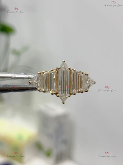 Baguette Moissanite Engagement Ring