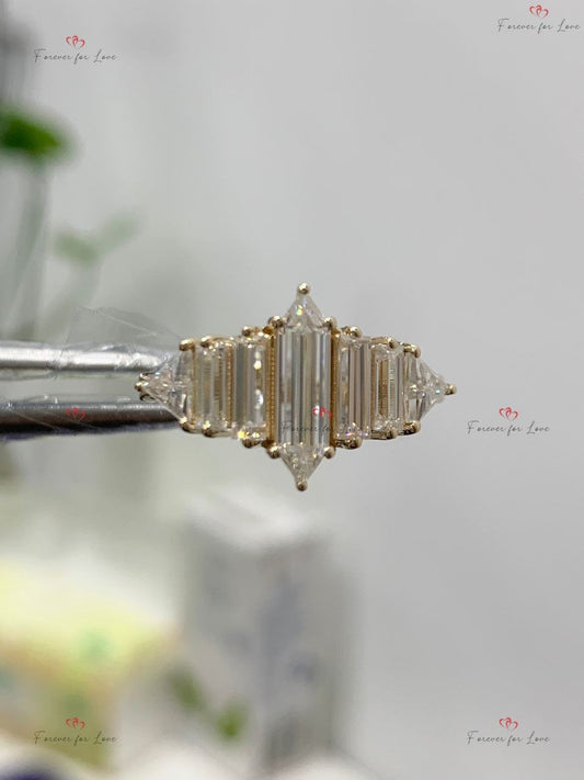 Baguette Moissanite Engagement Ring