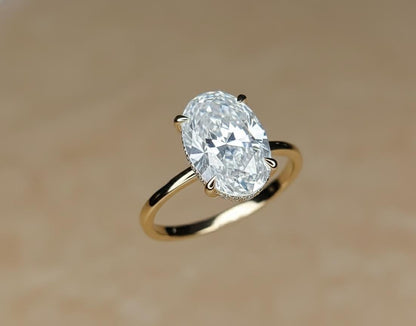 5 Ct Oval Diamond, Moissanite Halo Engagement Ring
