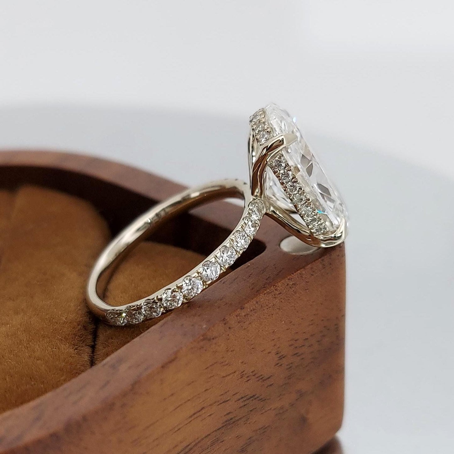 5.5 Ct Oval Lab Diamond Engagement Ring Oval cut 1Ct Moissanite Brilliant Cut engagement ring in 935 Argentium Silver — custom handcrafted by Forever For Love