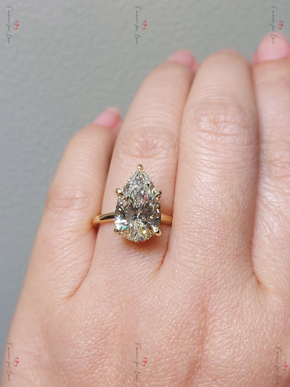 5 Ct Pear Lab Diamond Solitaire Engagement Ring