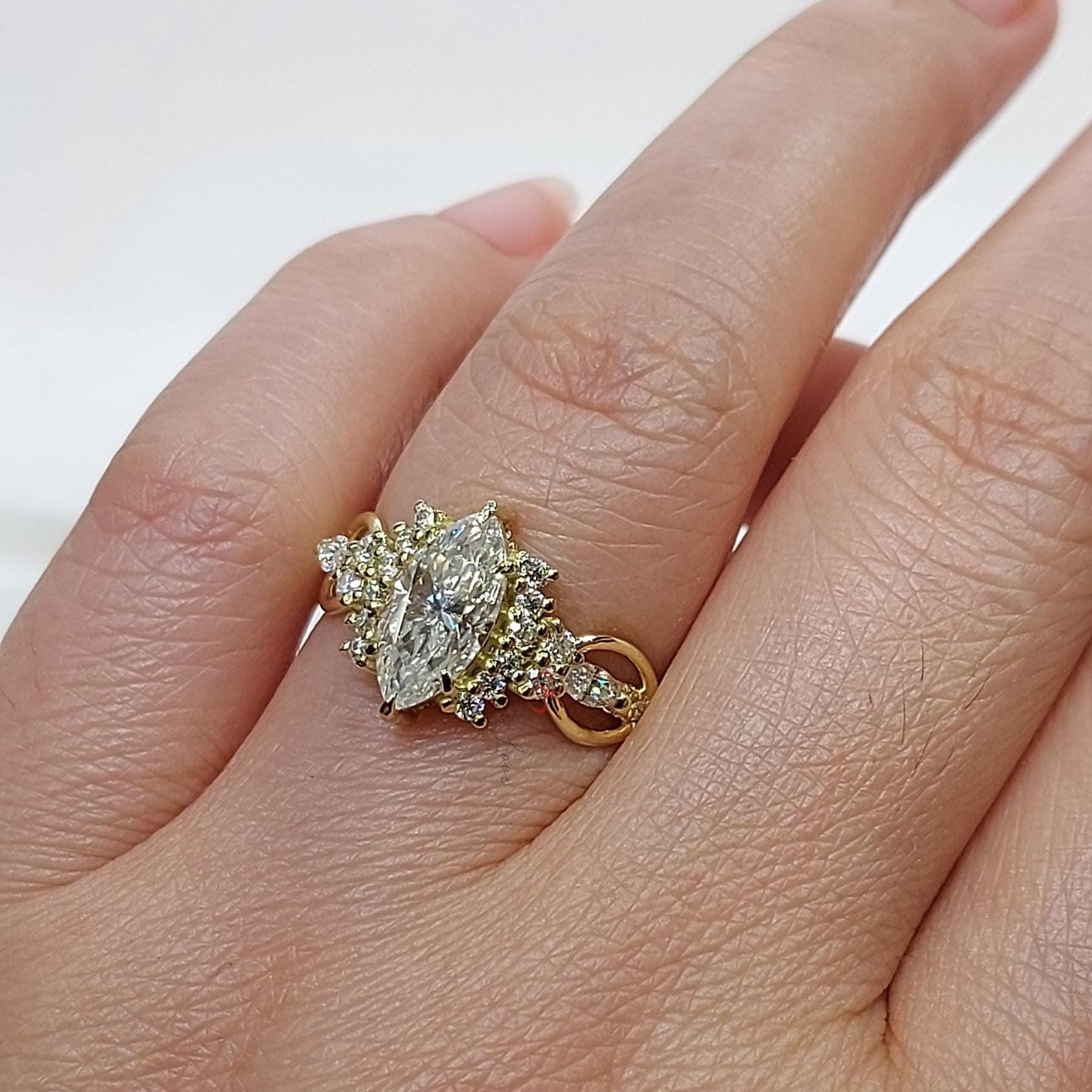 1.0 Ct IGI Certified Marquise Lab Diamond Engagement Ring