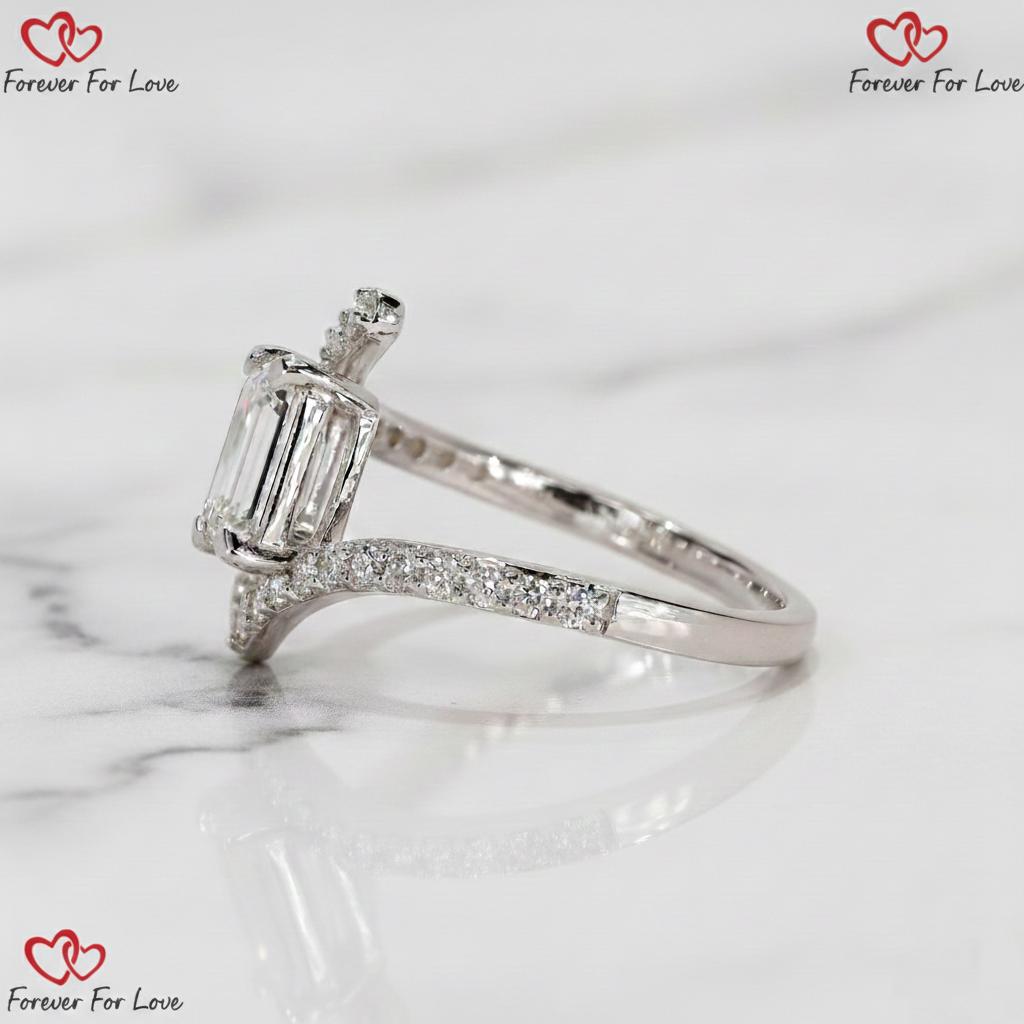 1 Ct IGI Certified Emerald Lab Diamond Engagement Ring