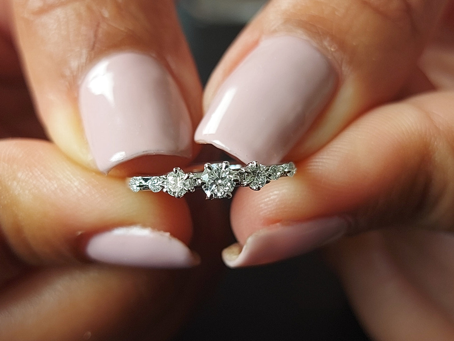 Diamond Stacking Ring Round cut Moissanite Brilliant Cut engagement ring in 935 Argentium Silver — custom handcrafted by Forever For Love