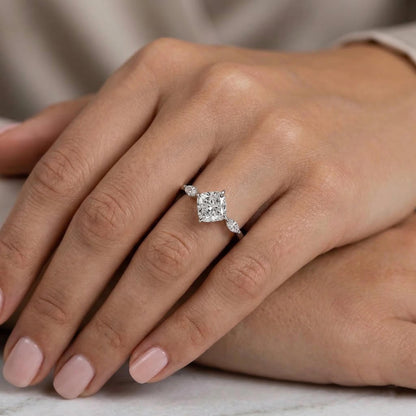 Cushion Lab Diamond Three Stone Ring
