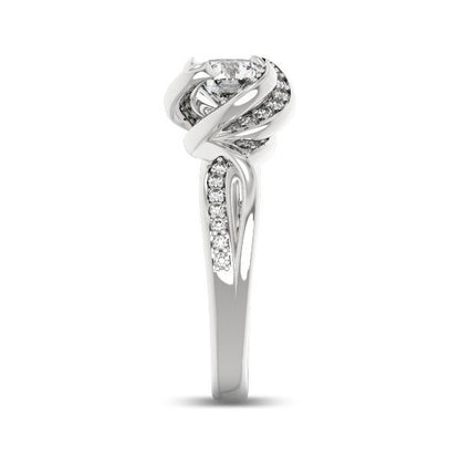 1 Ct Natural Diamond, Moissanite Engagement Ring