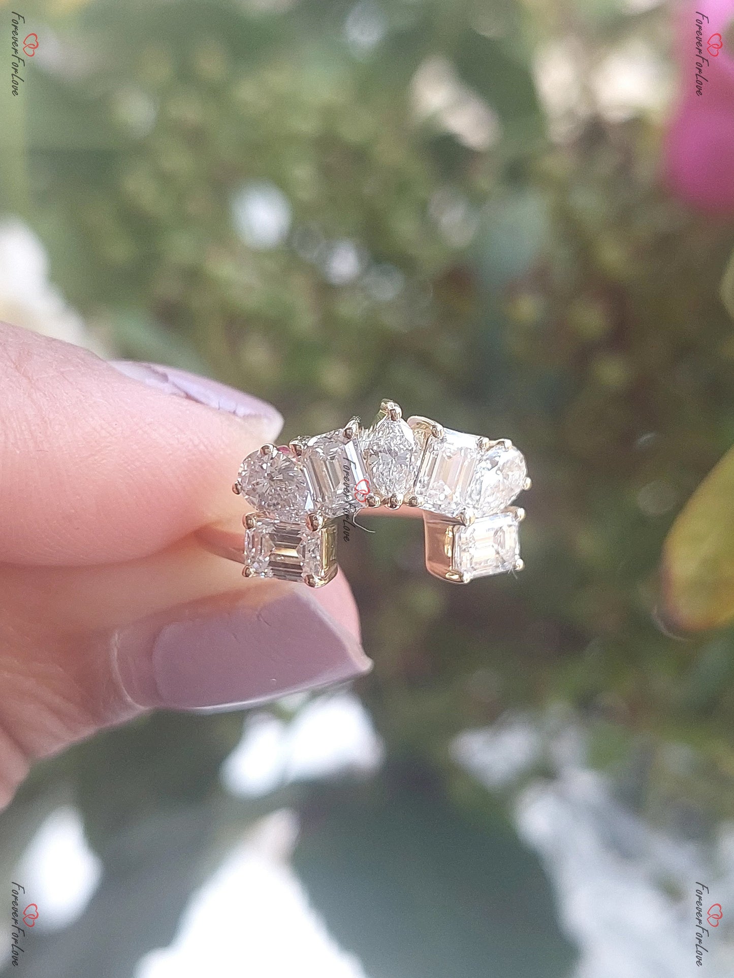 3 Ct Oval Lab Diamond Hidden Halo Bridal Set Oval cut Moissanite Brilliant Cut engagement ring in 935 Argentium Silver — custom handcrafted by Forever For Love