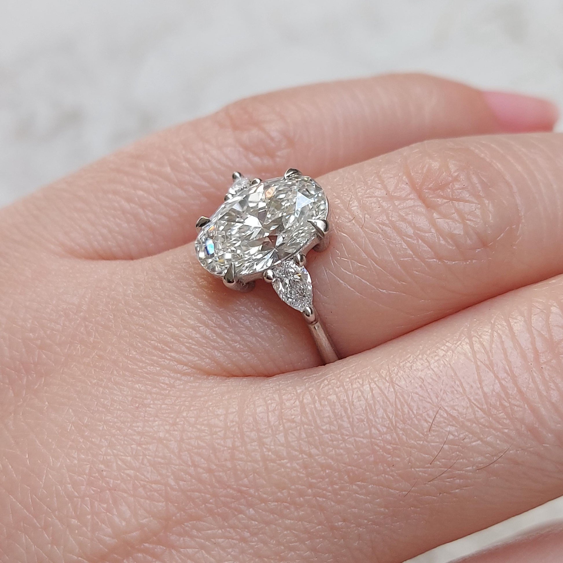4 Ct IGI Certified Oval Lab Diamond Hidden Halo Engagement Ring