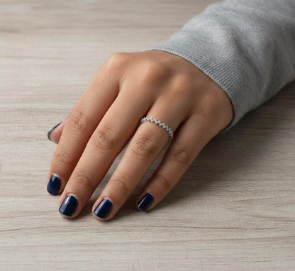Diamond Wedding Band, Round Diamond Stacking Ring, Zig Zag Diamond Ring for Her Dimond Half Eternity, Anniversary Band, Stackable Ring