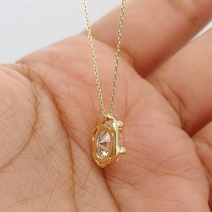 Collier diamant de laboratoire ovale 1,2 ct, collier diamant solitaire, or massif, diamant créé en laboratoire, pendentif classique, cadeau pour elle