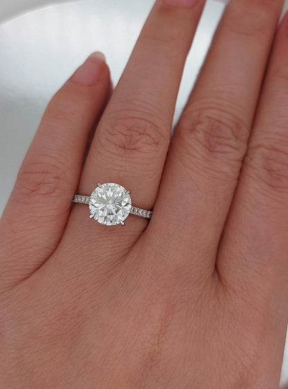3.5 Ct IGI Certified Pear Lab Diamond Three Stone Ring