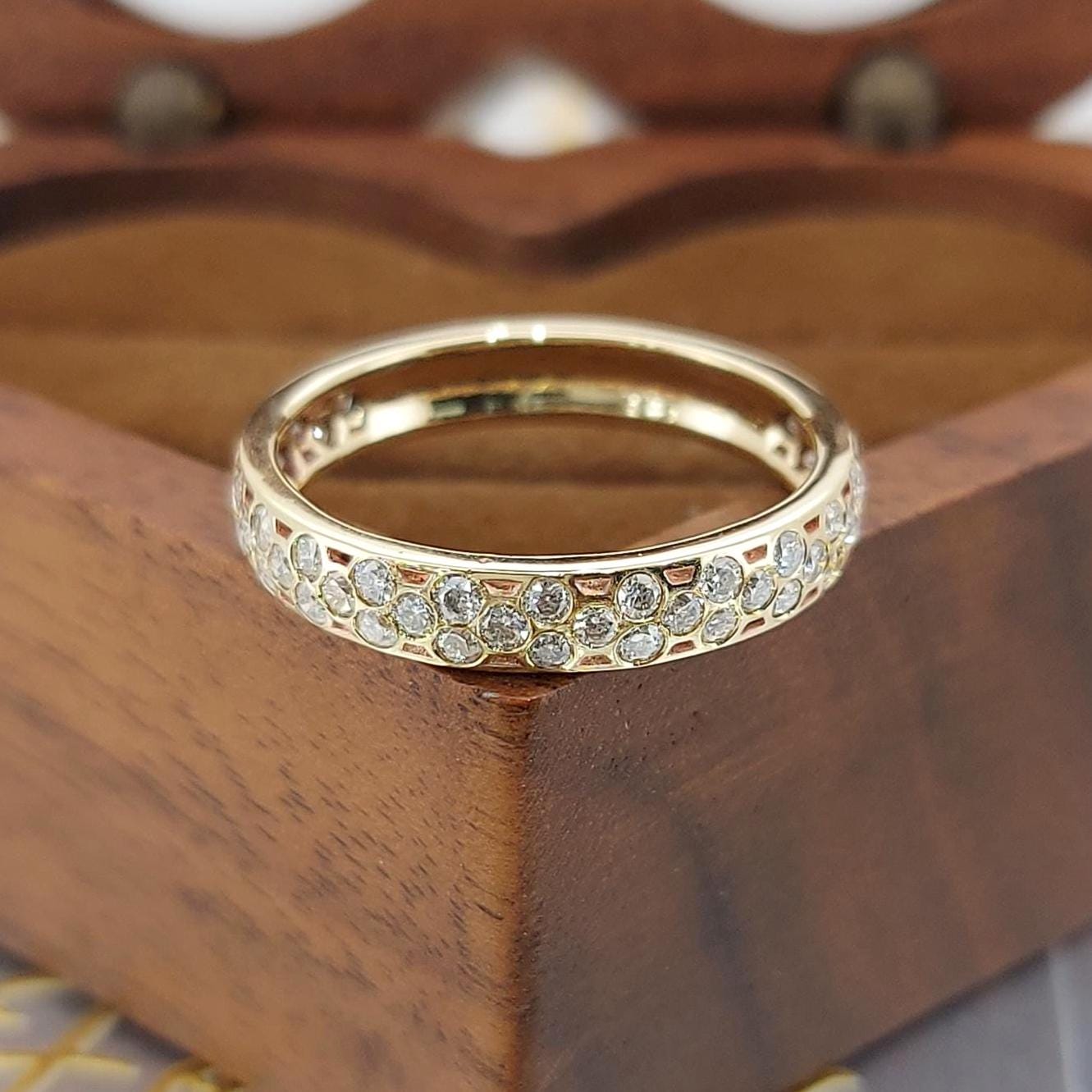 Round Lab Diamond Half Eternity Band Round cut Moissanite Brilliant Cut engagement ring in 935 Argentium Silver — custom handcrafted by Forever For Love