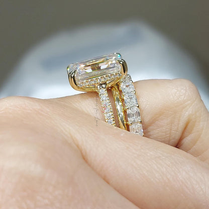 8 Ct Emerald Moissanite, Emerald Wedding Band