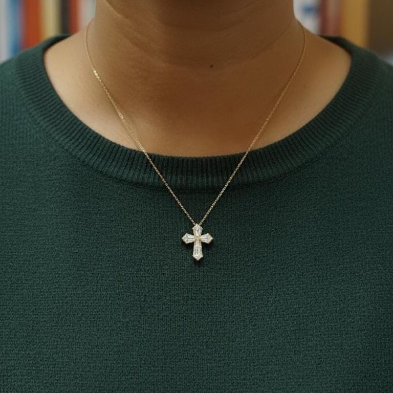 14k Massivgold Diamant Kreuz Halskette für Frauen, Diamant Kreuz Anhänger, Religiöser Schmuck, Christlicher Glaube Anhänger, Kreuz Geschenk für Frauen Moissanite engagement ring in Gold or Platinum — custom handcrafted by Forever For Love