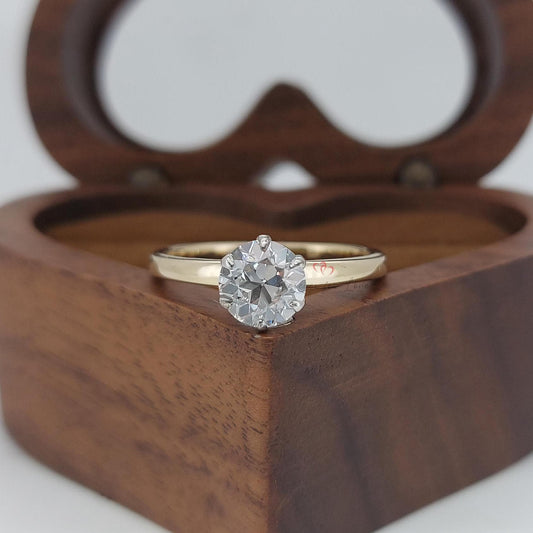 3 Ct Old Mine Lab Diamond Halo Engagement Ring