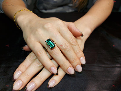 Marquise Diamond, Emerald Wedding Band