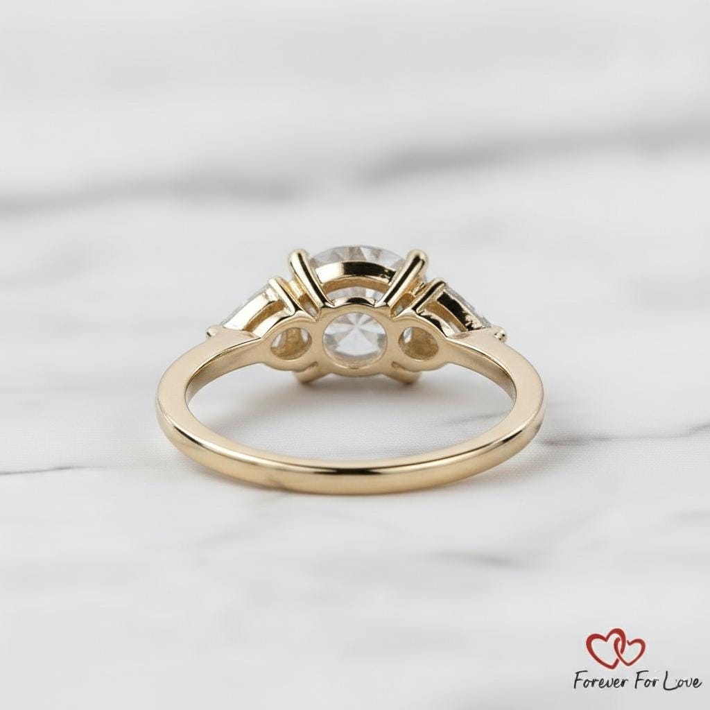2.2 Ct IGI Certified Round Lab Diamond Ring with Kite Accents Round cut 1Ct Moissanite Brilliant Cut engagement ring in 935 Argentium Silver — custom handcrafted by Forever For Love