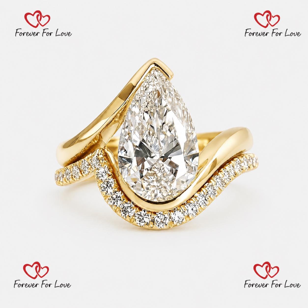 2 Ct IGI Certified Pear Lab Diamond Wedding Band