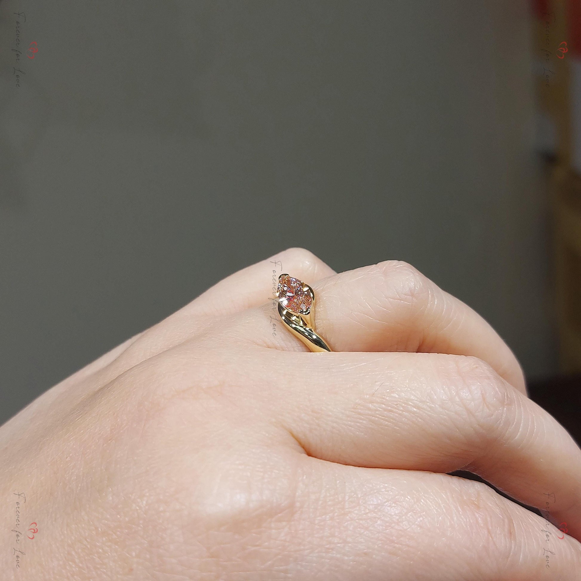 1.5 Ct Marquise Pink Lab Diamond Engagement Ring