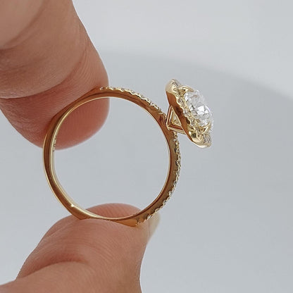2.5 Ct IGI Certified Pear Lab Diamond Halo Engagement Ring