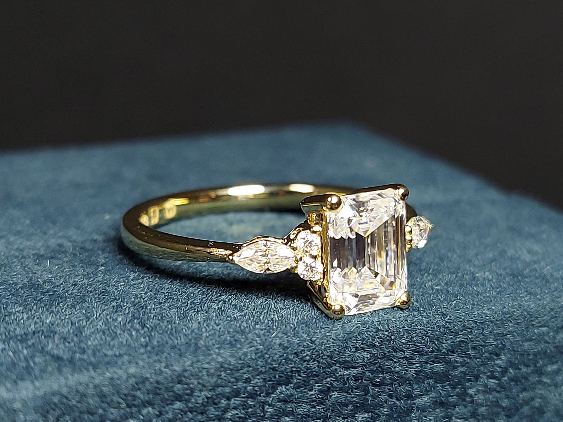 Emerald Diamond, Moissanite Engagement Ring