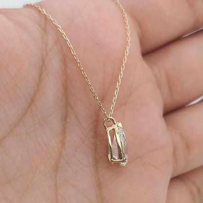 1,25 Karat tropfenförmige Labordiamantkette, Solitär-Diamantkette, Massivgoldschmuck, Laborgezüchteter Diamant, Geschenk für sie