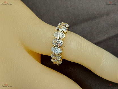 Oval Lab Diamond Half Eternity Band