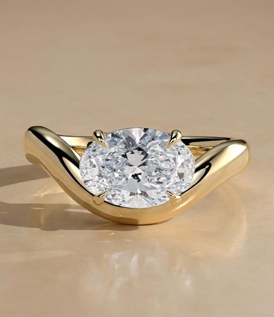 1 Ct IGI Certified Oval Lab Diamond Engagement Ring Oval cut 1Ct Moissanite Brilliant Cut engagement ring in 935 Argentium Silver — custom handcrafted by Forever For Love