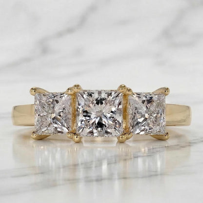 2.50 Ct IGI Certified Princess Lab Diamond Three Stone Engagement Ring