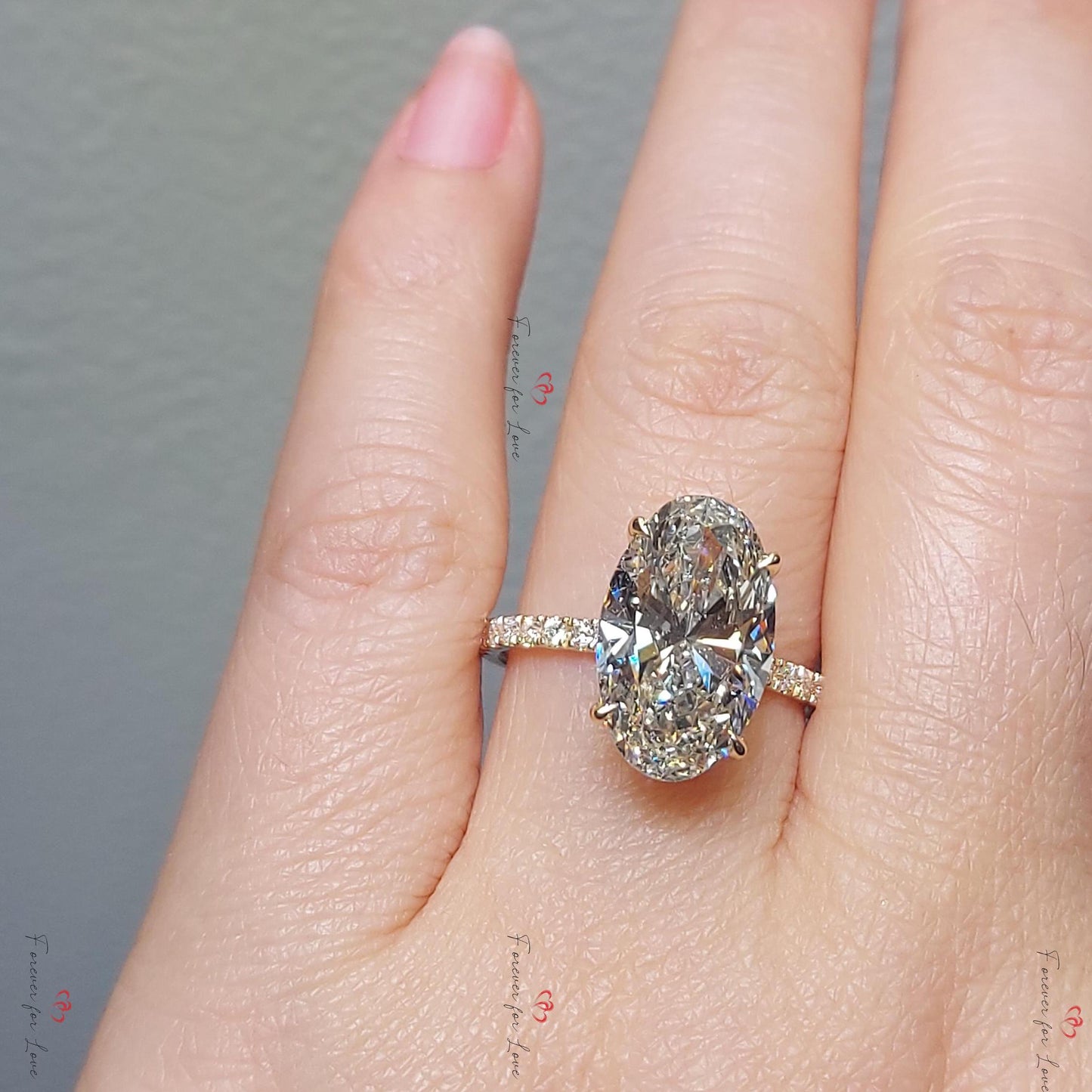 6.5 Ct Oval Lab Diamond Solitaire Engagement Ring Oval cut 1Ct Moissanite Brilliant Cut engagement ring in 935 Argentium Silver — custom handcrafted by Forever For Love