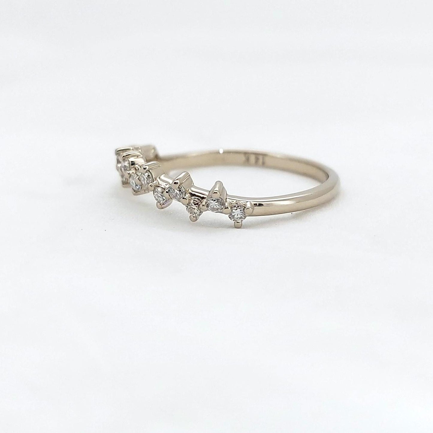 0.20 Ct Round Lab Diamond Stacking Ring Round cut Moissanite Brilliant Cut engagement ring in 935 Argentium Silver — custom handcrafted by Forever For Love