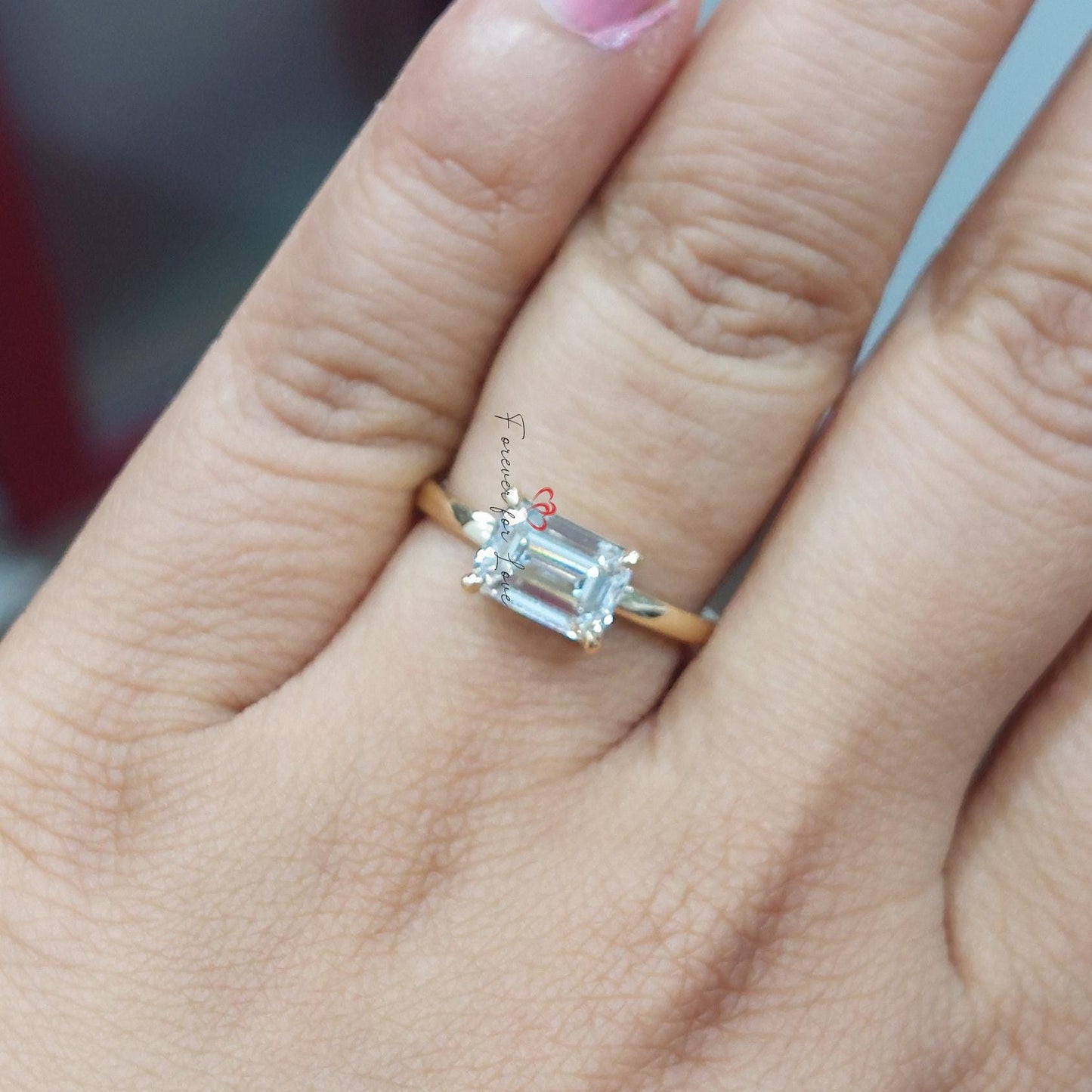 2.0 Ct IGI Certified Emerald Lab Diamond Solitaire Engagement Ring Emerald cut 1Ct Moissanite Brilliant Cut engagement ring in 935 Argentium Silver — custom handcrafted by Forever For Love
