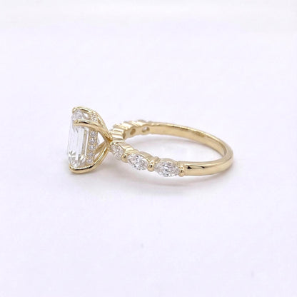 5.5 Ct IGI Certified Emerald Lab Diamond Engagement Ring