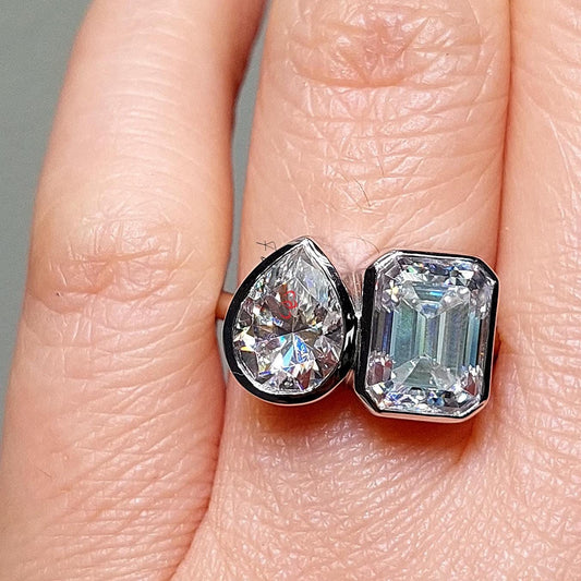 Emerald Moissanite Engagement Ring