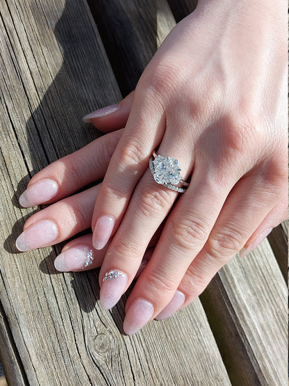 4.6 Ct Oval Moissanite Three Stone Engagement Ring