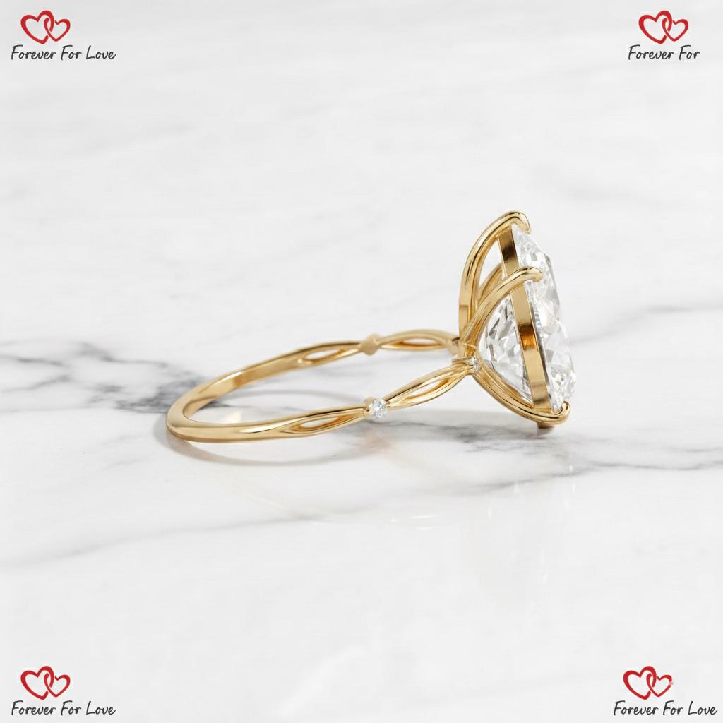 3 Ct IGI Certified Pear Lab Diamond Engagement Ring