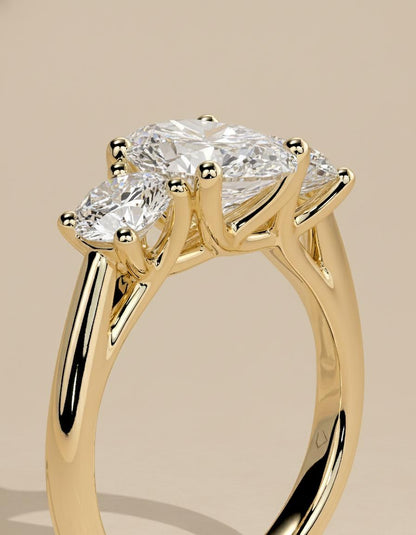 3 Ct IGI Certified Oval Lab Diamond Three Stone Engagement Ring
