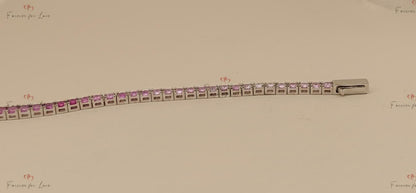 Tennisarmband mit pinkfarbenen Diamanten, massives Gold Baby Pink Armband, 14k oder 18k buntes Eternity Design, Krappenfassung, Muttertagsgeschenk