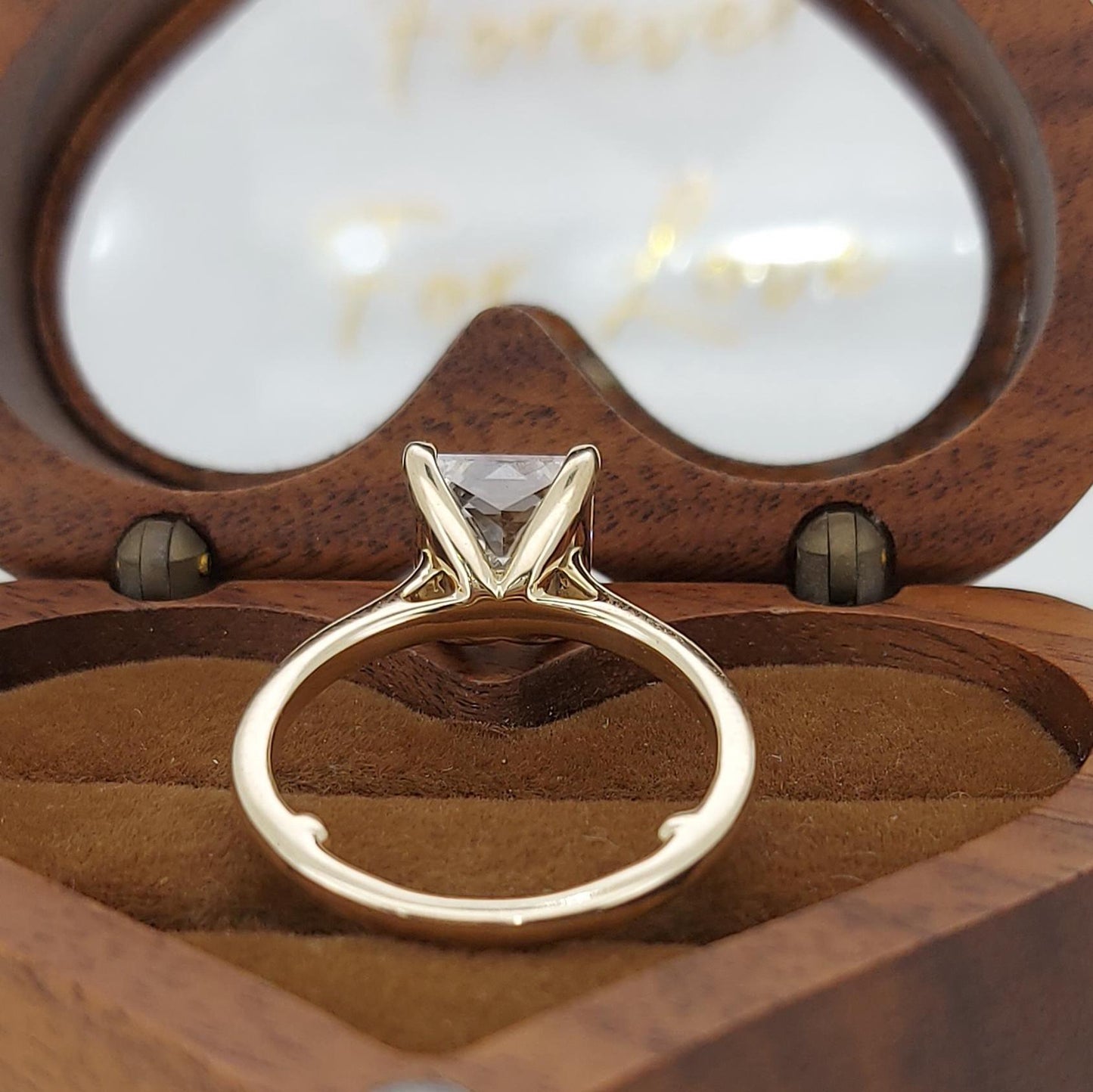 3 Ct IGI Certified Princess Lab Diamond Engagement Ring Princess cut 1Ct Moissanite Brilliant Cut engagement ring in 935 Argentium Silver — custom handcrafted by Forever For Love