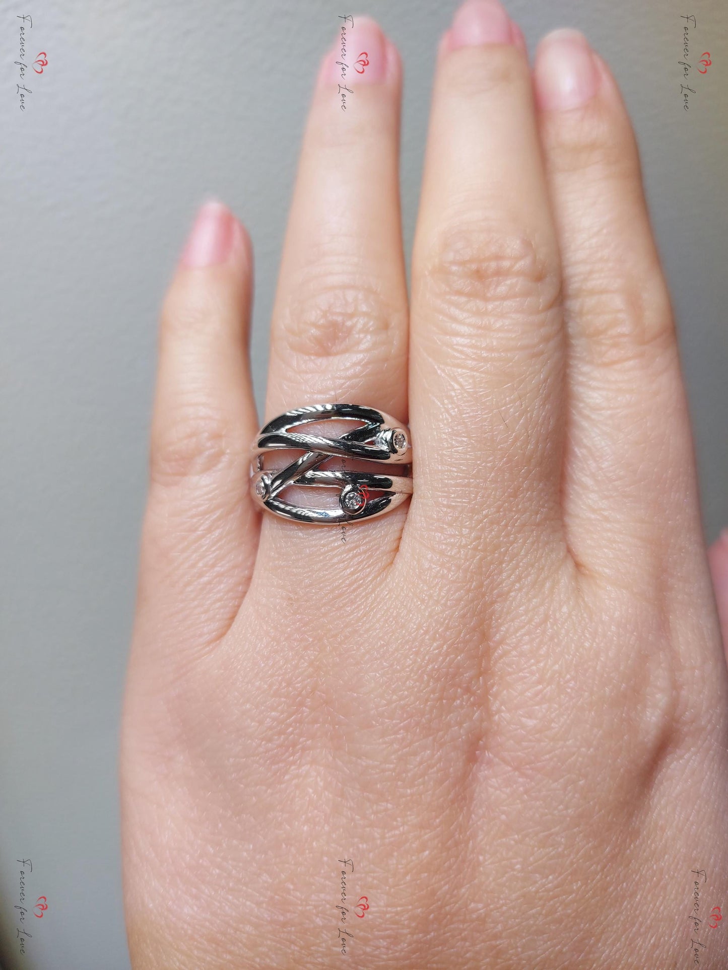 Vintage Natural Round Diamond Wedding Band in Solid Gold/ Platinum Ring, Wedding Anniversary Ring, Promise Ring, Vine leaf Ring. Round cut Moissanite Brilliant Cut engagement ring in 935 Argentium Silver — custom handcrafted by Forever For Love