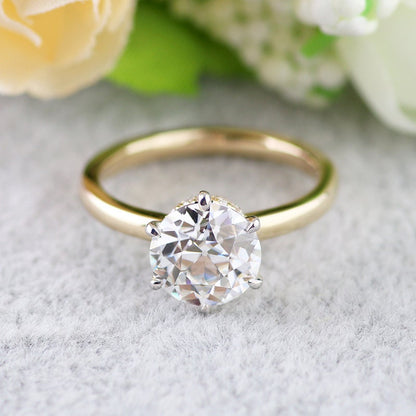 2 Ct Old European Moissanite Engagement Ring