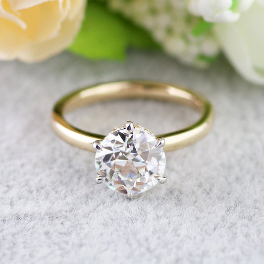 2 Ct Old European Moissanite Engagement Ring