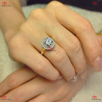 7mm Round Halo Grey Moissanite Engagement Ring Forever For Love