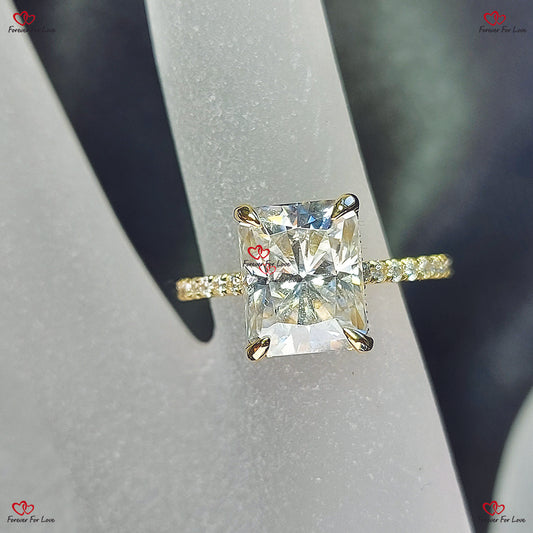 Moissanite Radiant Cut Engagement Ring in White Gold