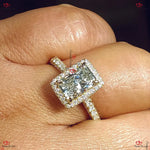 IGI Certified Lab Grown Radiant Diamond Wedding Ring |  Yellow Gold | Halo Engagement Ring | Radiant Cut Forever For Love