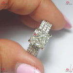 Pave Bands Cushion Cut Engagement Ring Set Forever For Love