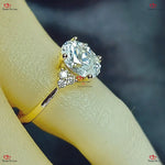 Unique Cluster  Oval Engagement Ring in Yellow Gold Forever For Love