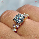 Unique Vintage Round Diamond IGI Certified Lab Created Diamond Cluster Engagement Ring Forever For Love